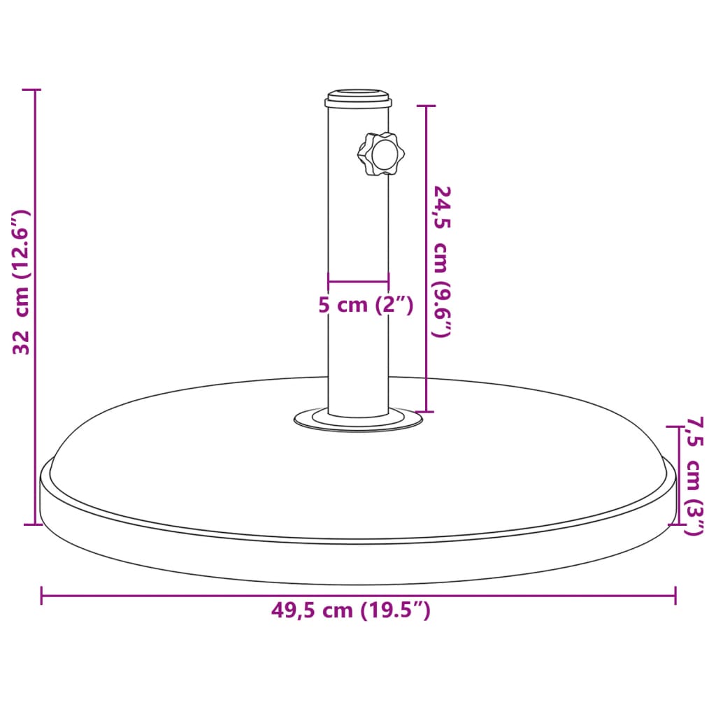 vidaXL Parasol Base for Ø1.3"/1.4"/1.5" Poles 55.1 lb Round