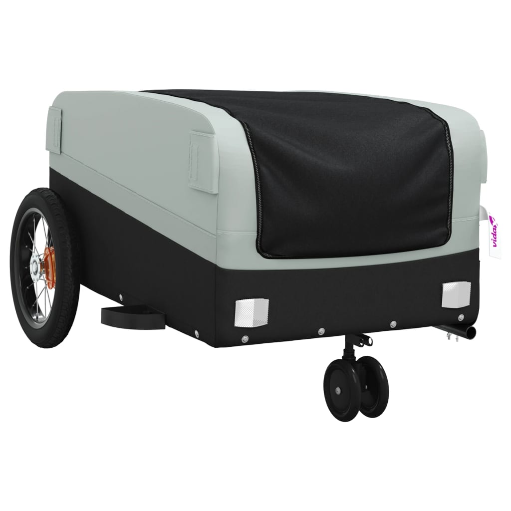 vidaXL Bike Trailer Black and Gray 66.1 lb Iron