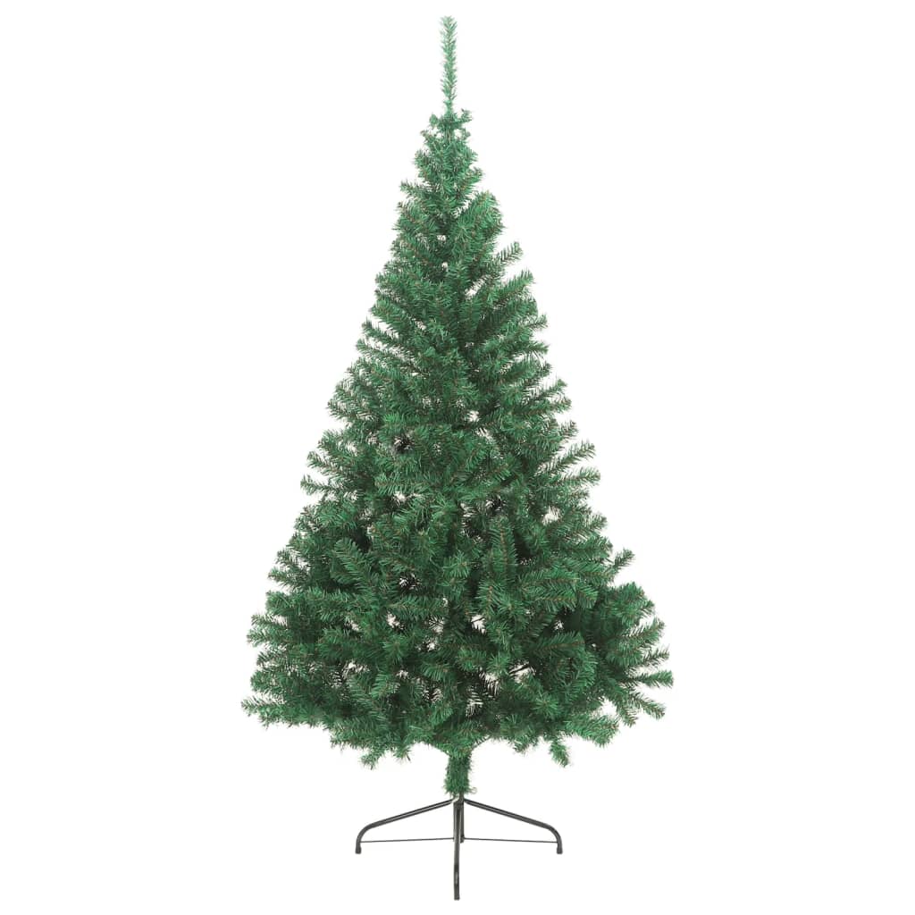 vidaXL Artificial Half Christmas Tree with Stand Green 6 ft PVC