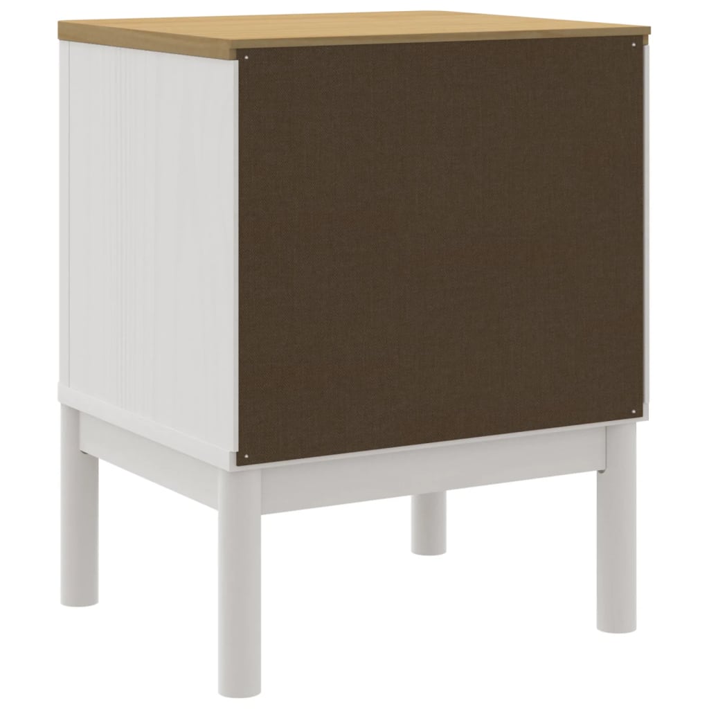 vidaXL Bedside Cabinet FLORO White 17.7"x15.4"x22.4" Solid Wood Pine