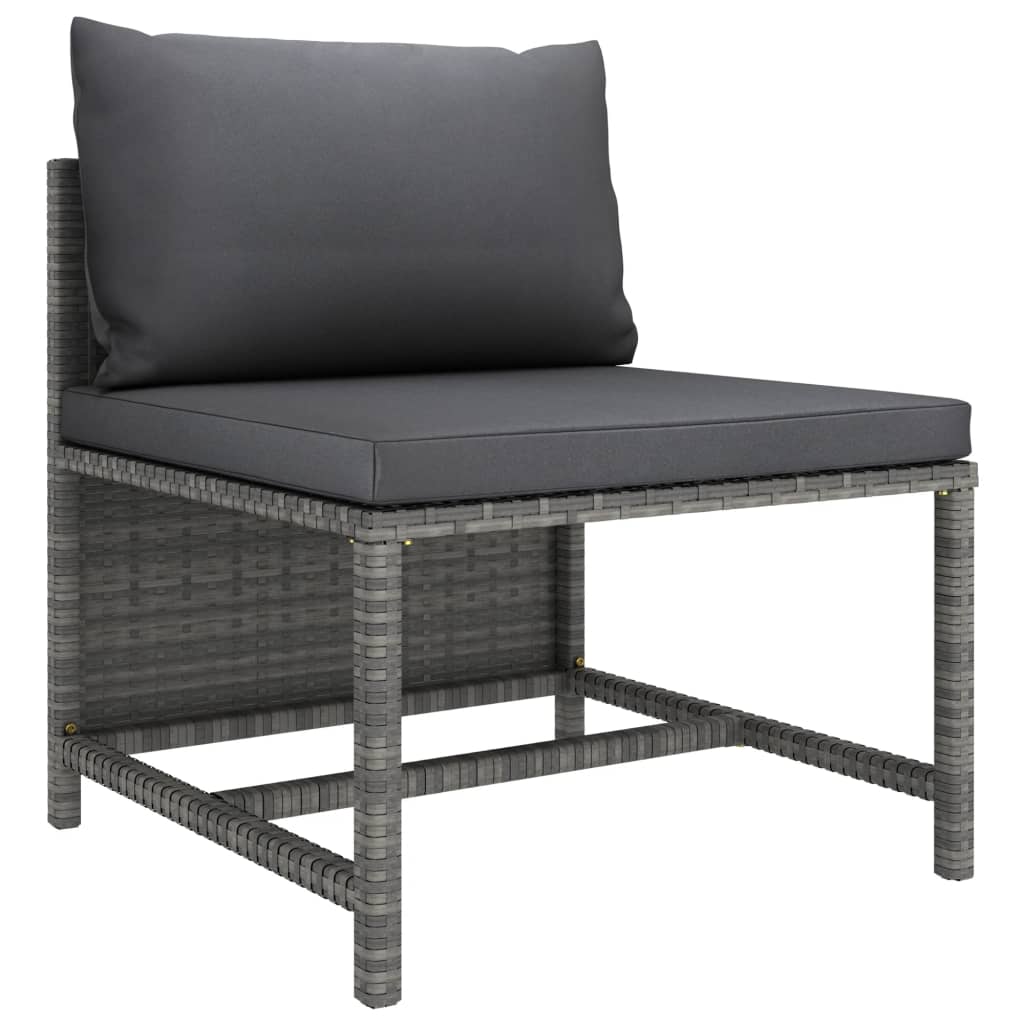 vidaXL 5 Piece Patio Lounge Set with Cushions Poly Rattan Gray