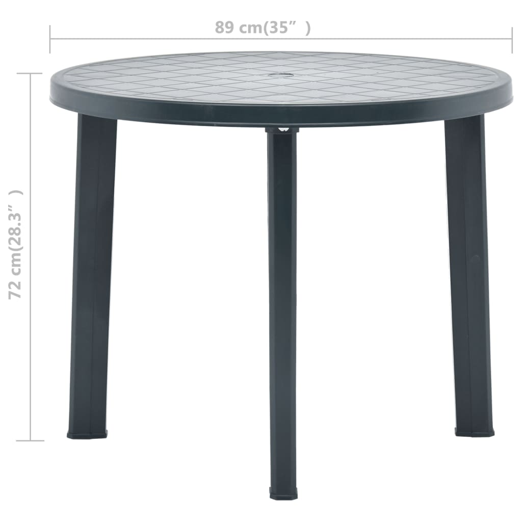 vidaXL Patio Table Green 35" Plastic