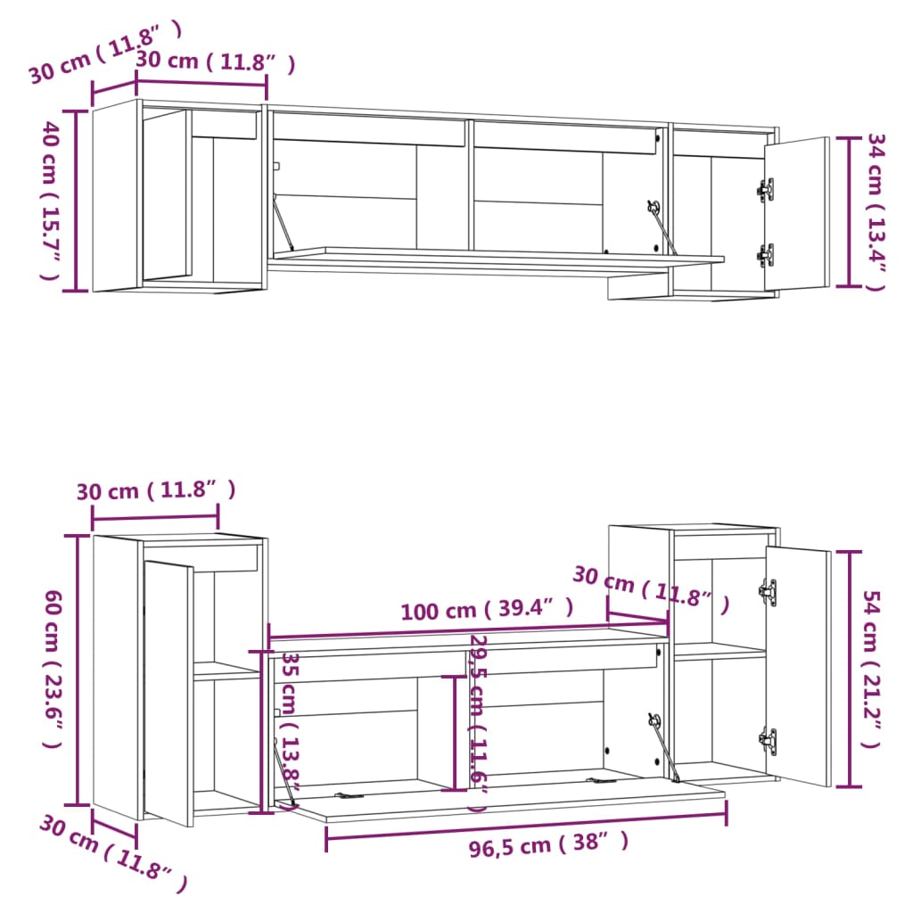 vidaXL TV Stands 6 pcs Solid Wood Pine