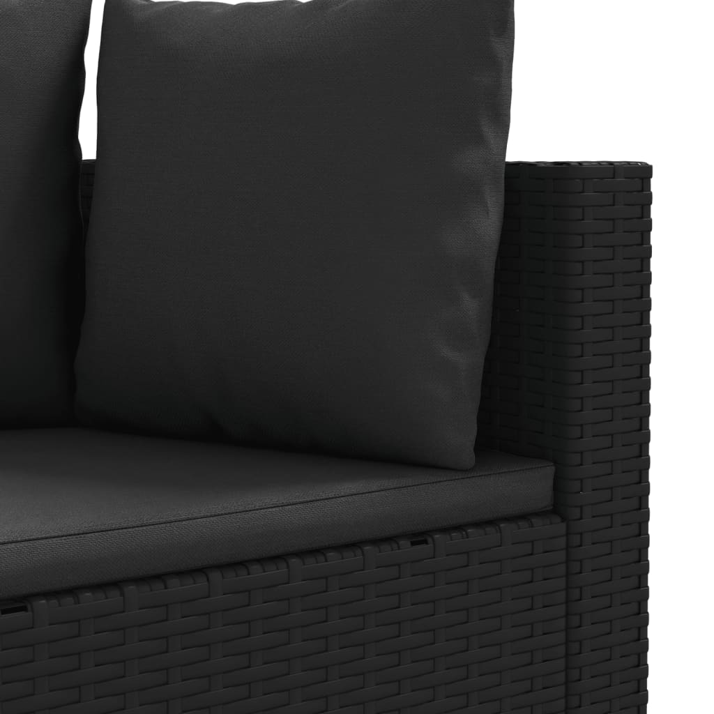 vidaXL 6 Piece Patio Sofa Set with Cushions Black Poly Rattan