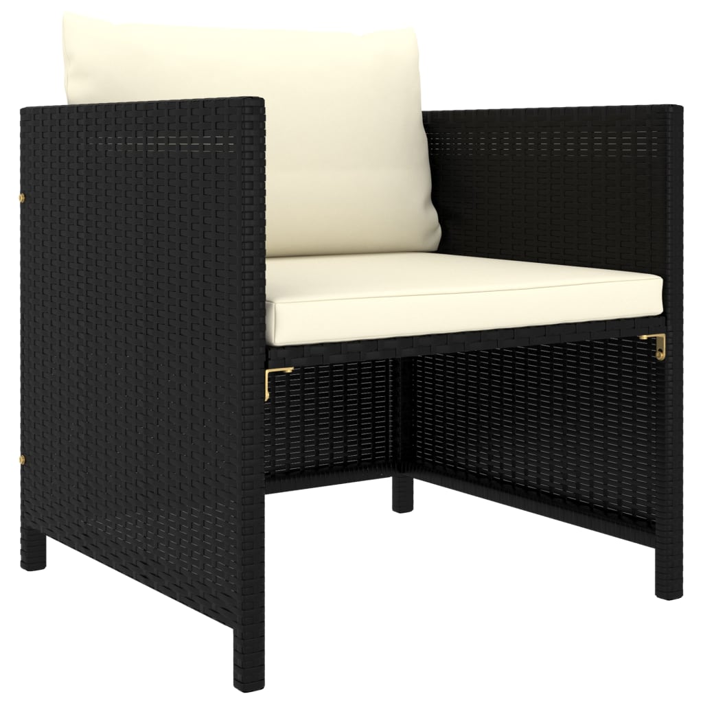 vidaXL 5 Piece Patio Lounge Set with Cushions Poly Rattan Black