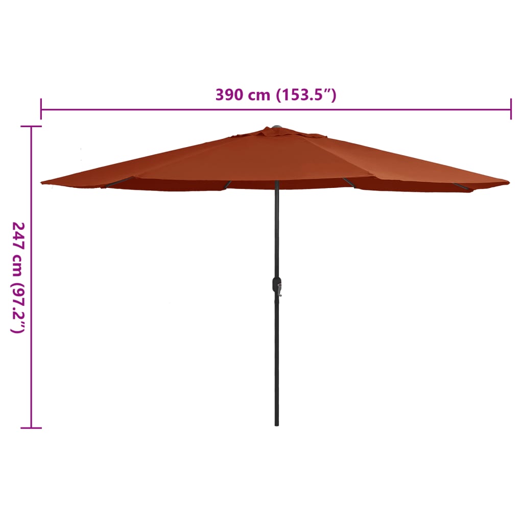 vidaXL Garden Parasol with Metal Pole 153.5" Terracotta