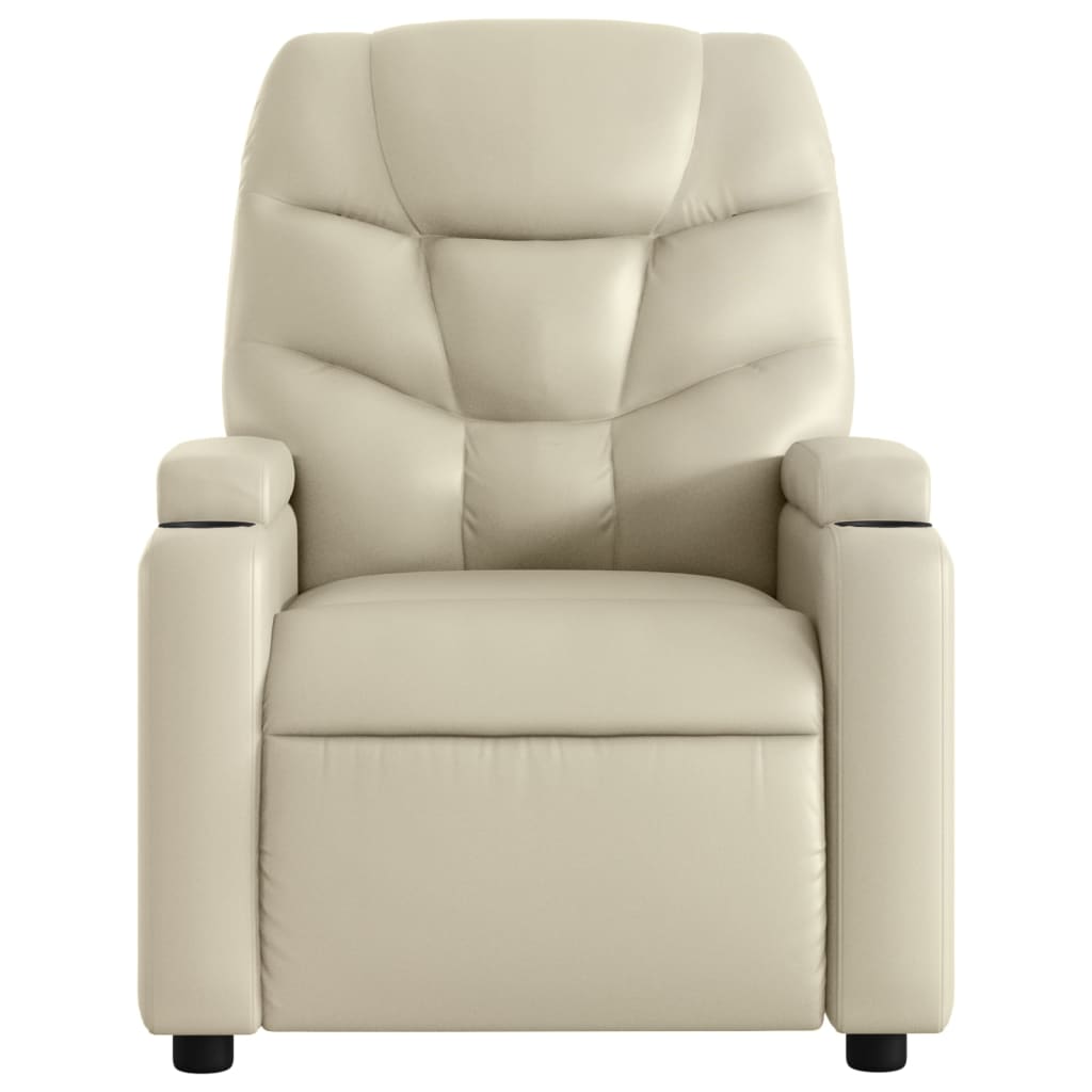 vidaXL Massage Recliner Chair Cream Faux Leather