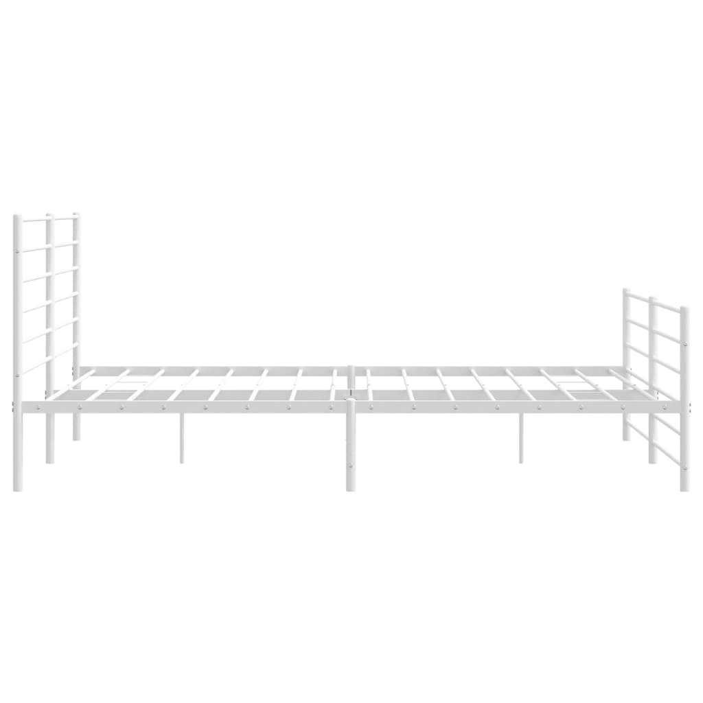 vidaXL Metal Bed Frame without Mattress with Footboard White 76"x79.9"