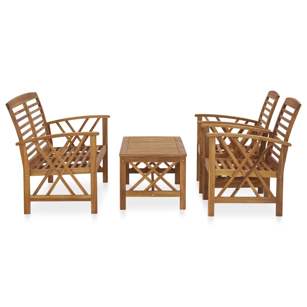 vidaXL 4 Piece Patio Lounge Set Solid Acacia Wood