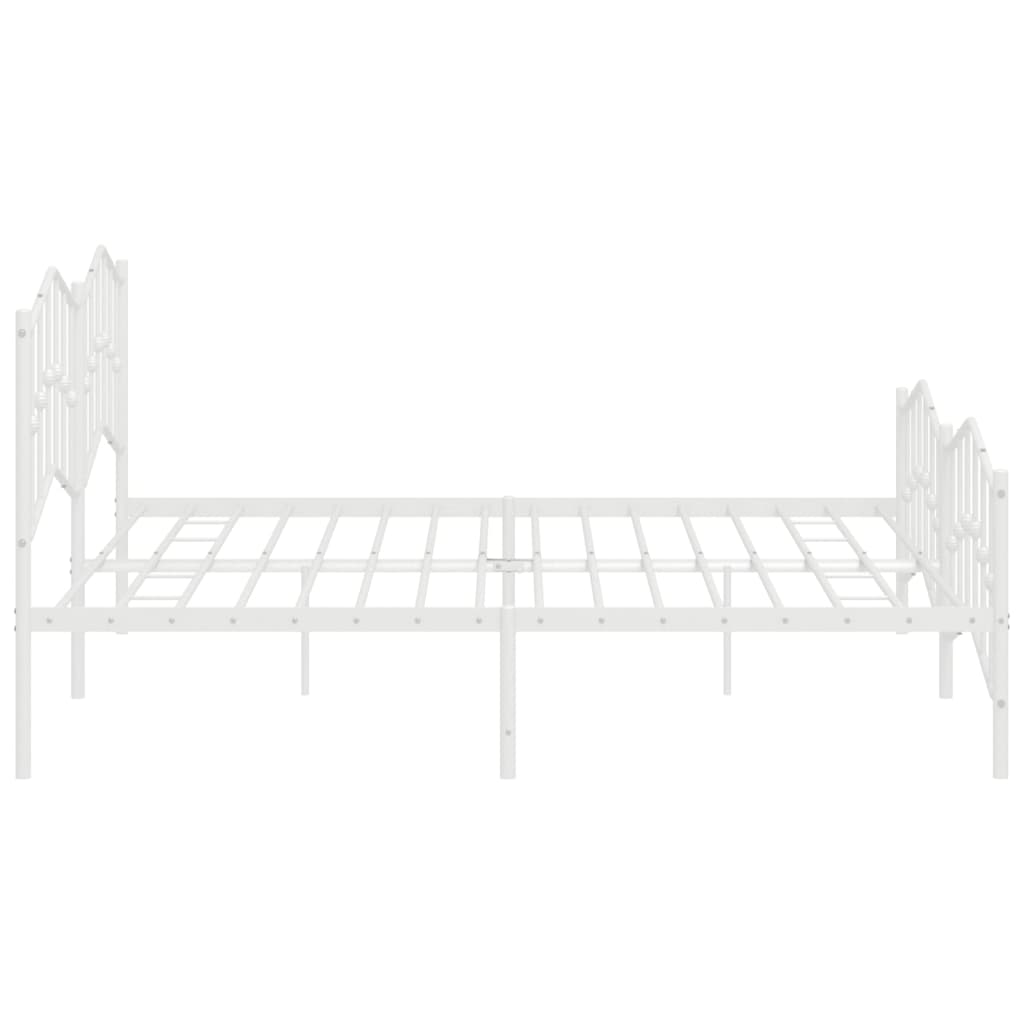 vidaXL Metal Bed Frame without Mattress with Footboard White 76"x79.9"