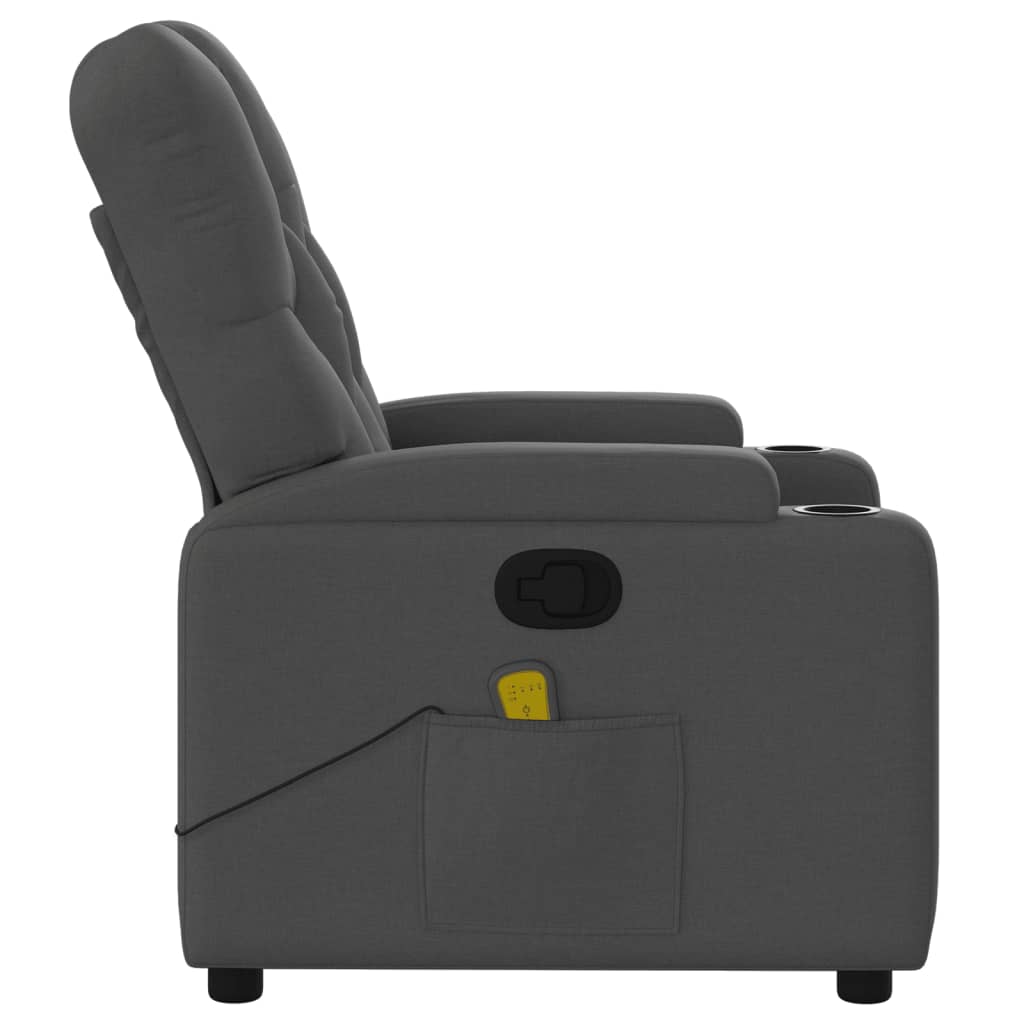 vidaXL Massage Recliner Chair Dark Gray Fabric