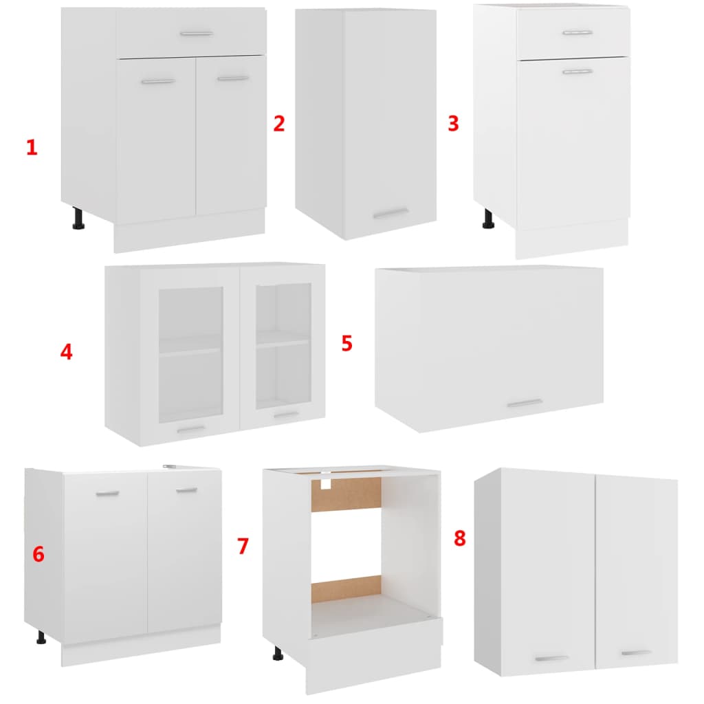 vidaXL 8 Piece Kitchen Cabinet Set White Engineered Wood