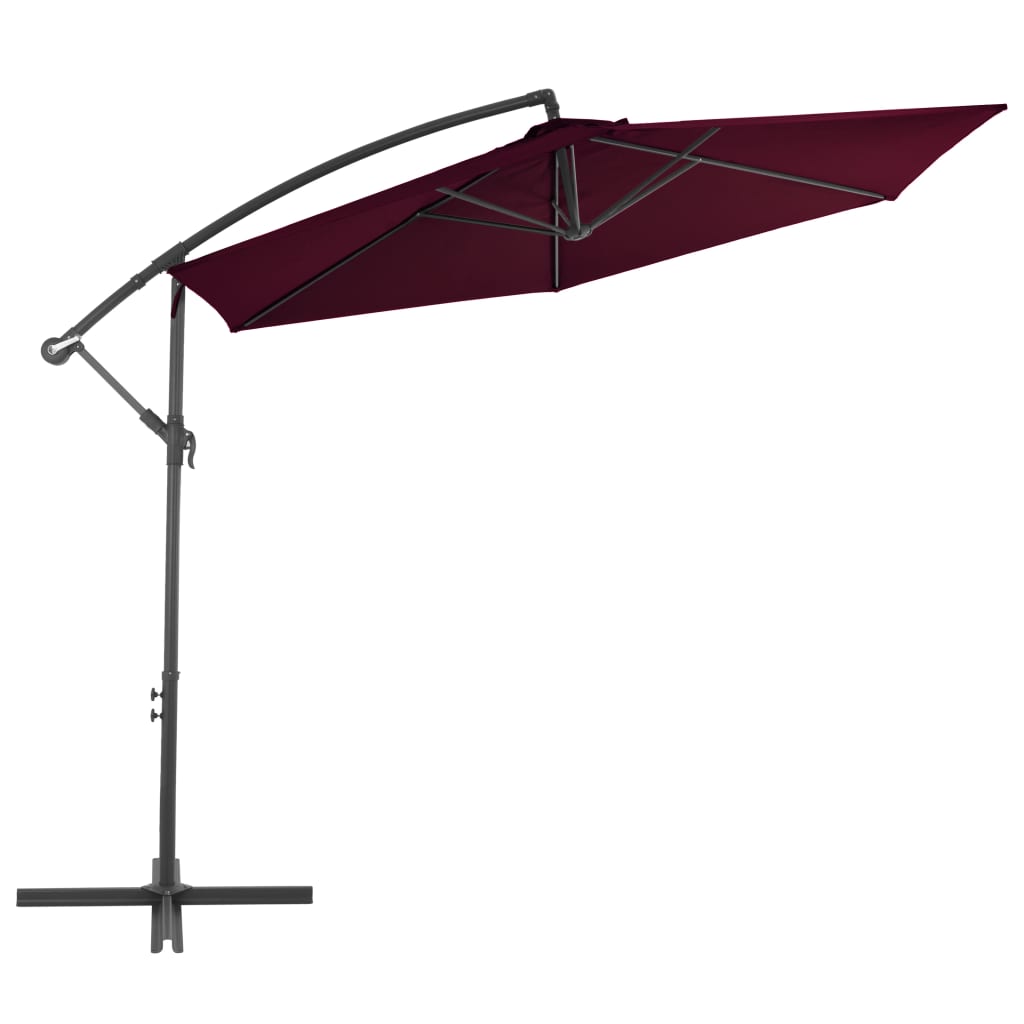 vidaXL Cantilever Garden Parasol with Aluminum Pole Bordeaux Red 118.1"