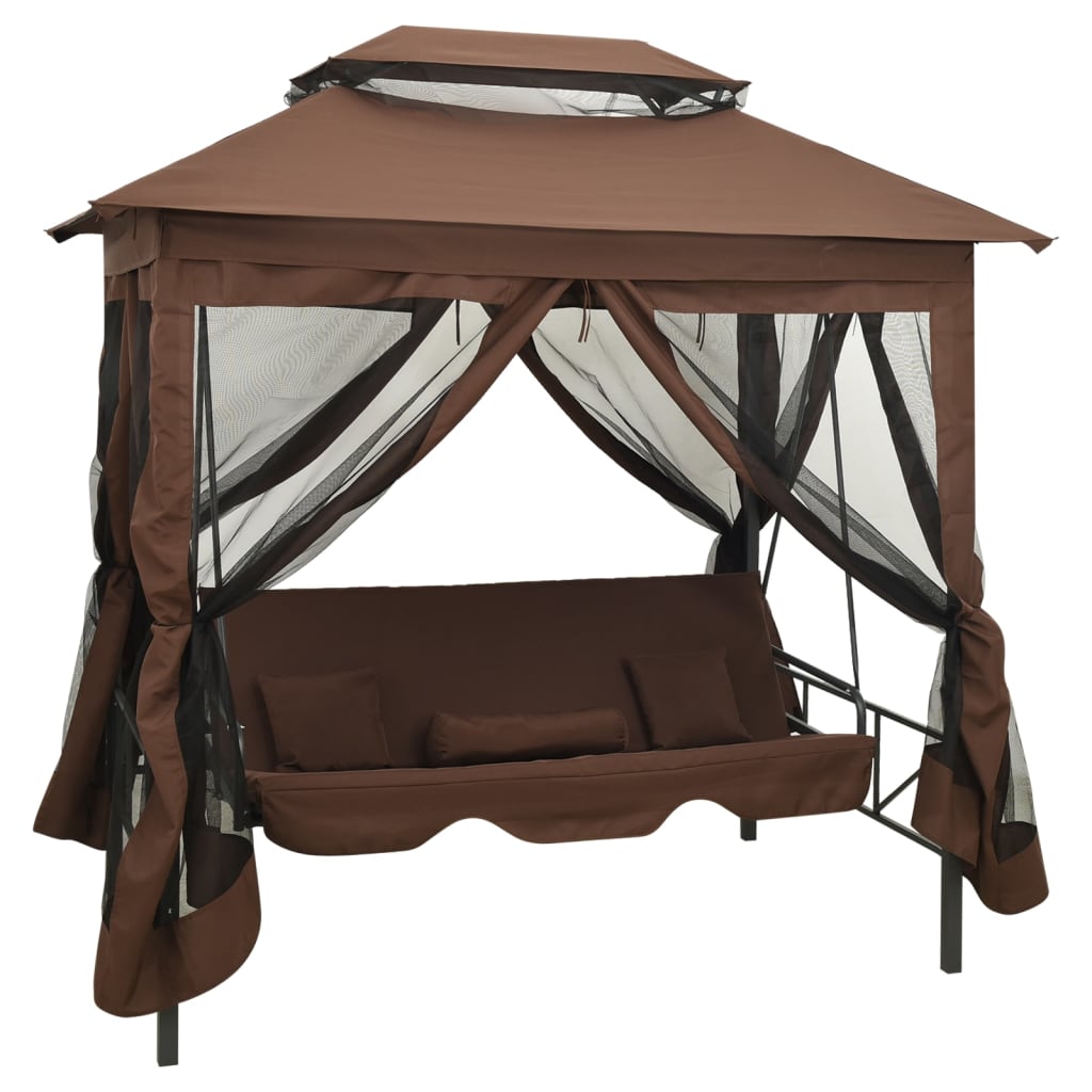 vidaXL Gazebo Convertible Swing Bench Coffee