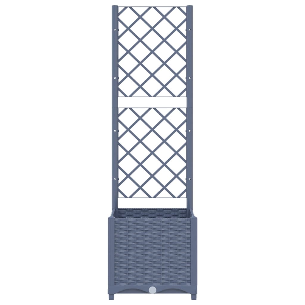 vidaXL Garden Planter with Trellis Dark Gray 15.7"x15.7"x53.5" PP