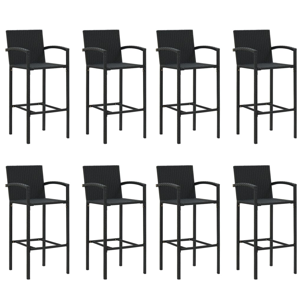 vidaXL 9 Piece Patio Bar Set Black Poly Rattan