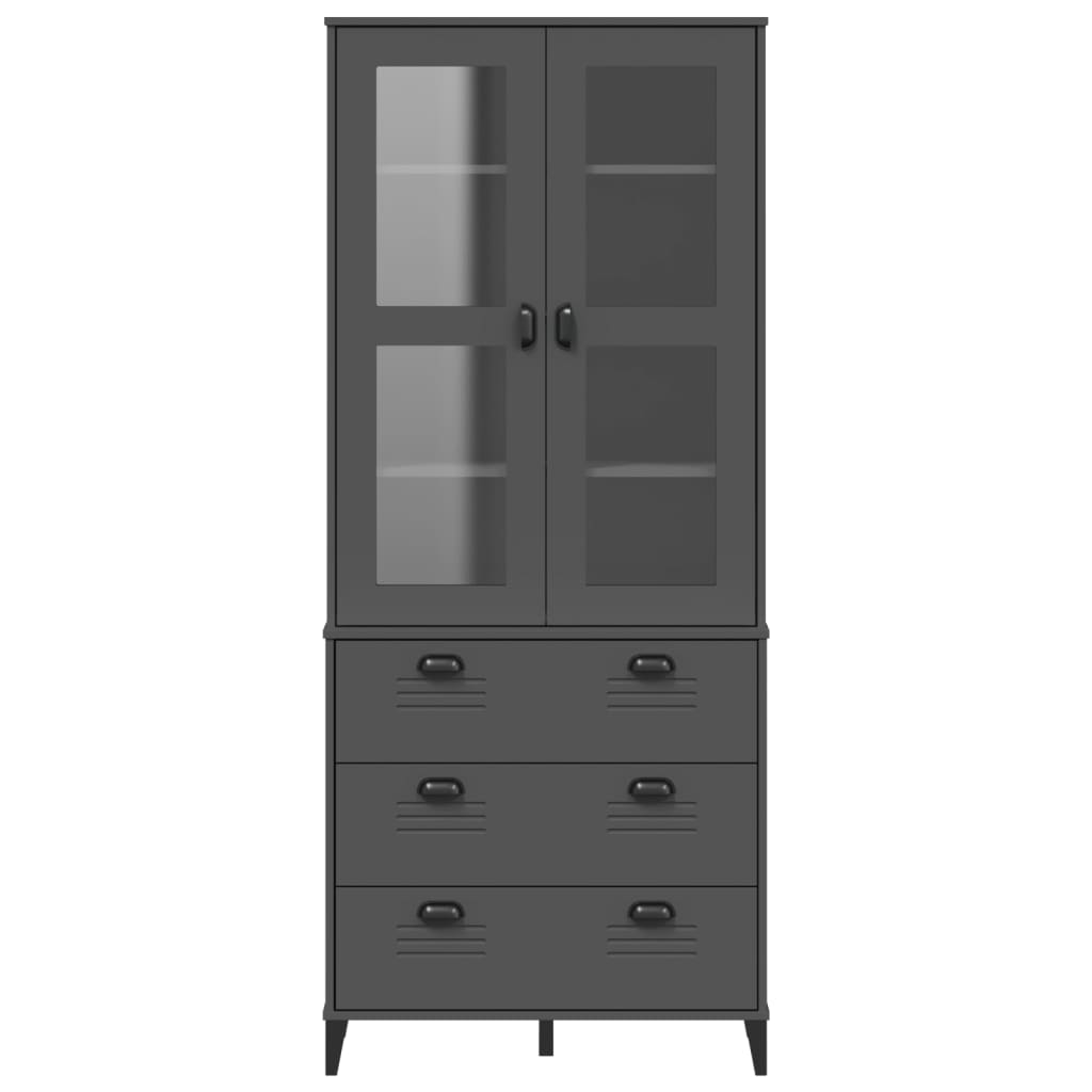 vidaXL Highboard VIKEN Anthracite Gray 31.5"x15.7"x74.8" Solid Wood Pine