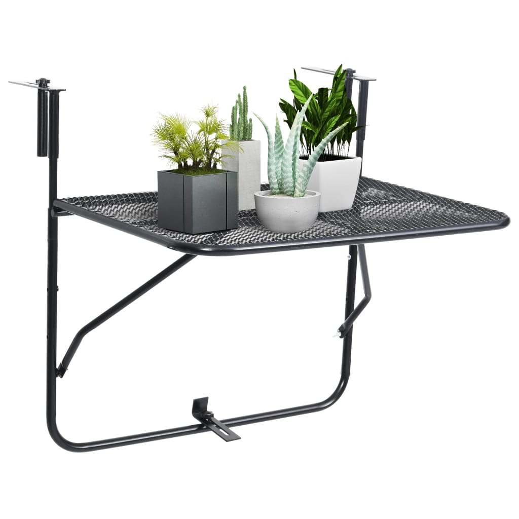 vidaXL Balcony Table Black 23.6"x15.7" Steel