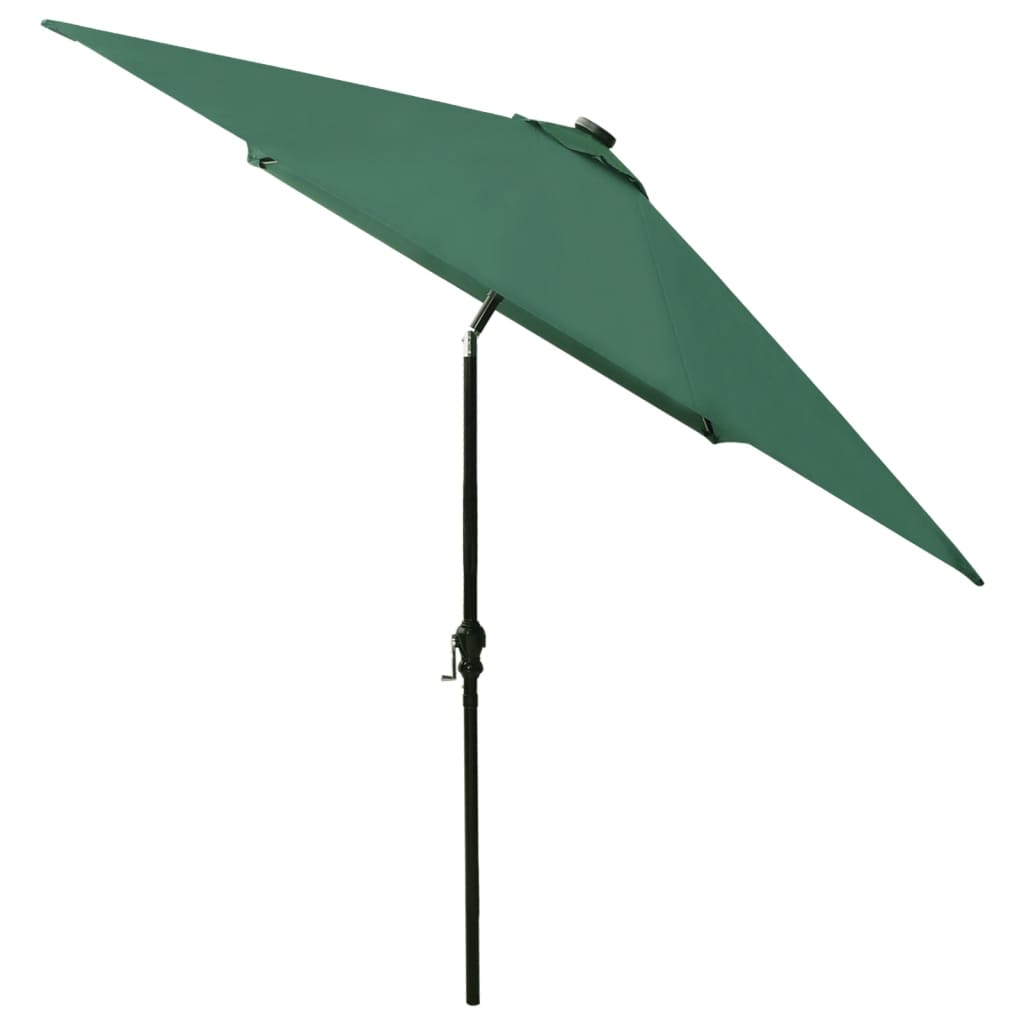 vidaXL Garden Parasol with LEDs and Steel Pole Green 6.6'x9.8'