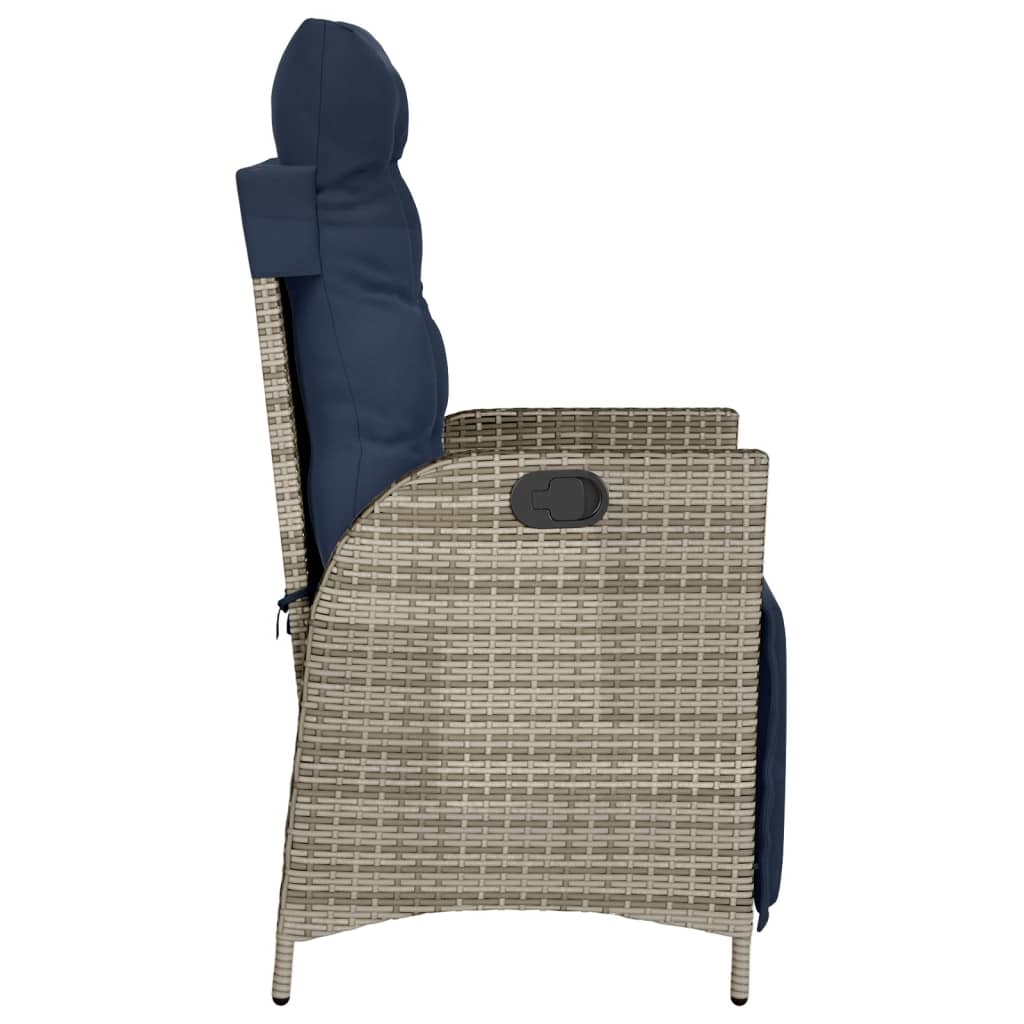 vidaXL Reclining Patio Chairs 2 pcs with Footrest Gray Poly Rattan