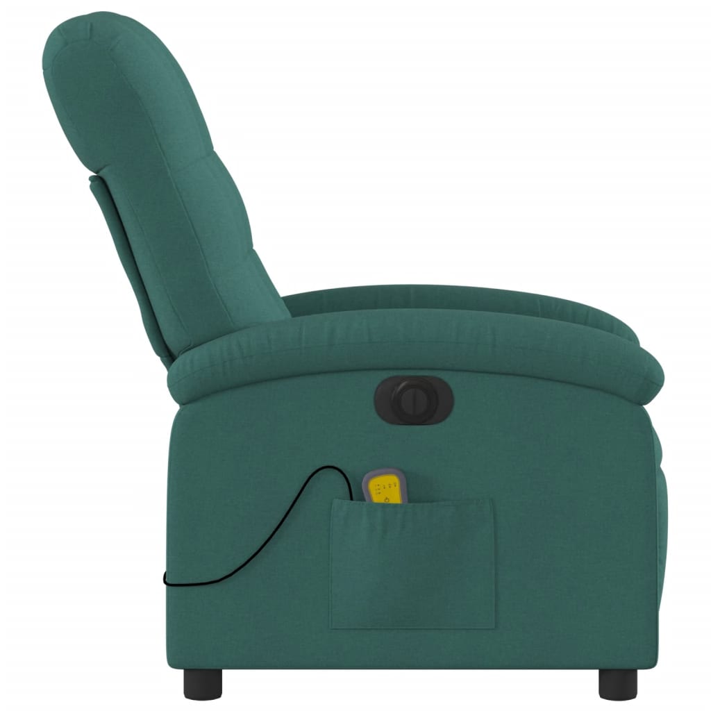 vidaXL Electric Massage Recliner Chair Dark Green Fabric