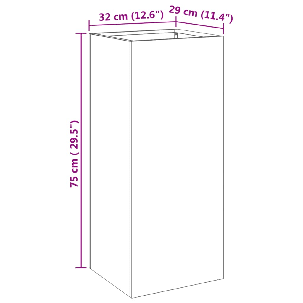 vidaXL Planter Silver 12.6"x11.4"x29.5" Stainless Steel