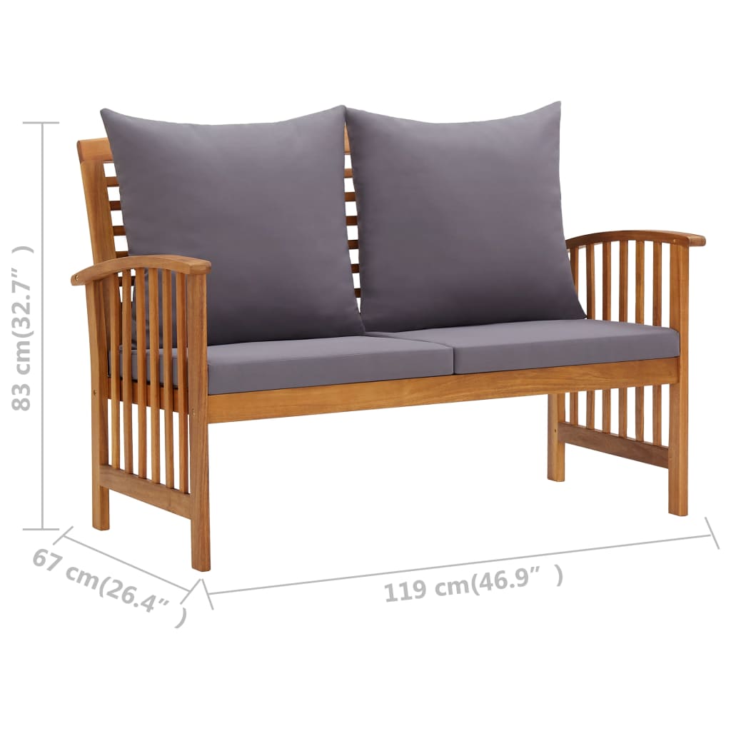 vidaXL 4 Piece Patio Lounge Set with Cushions Solid Acacia Wood