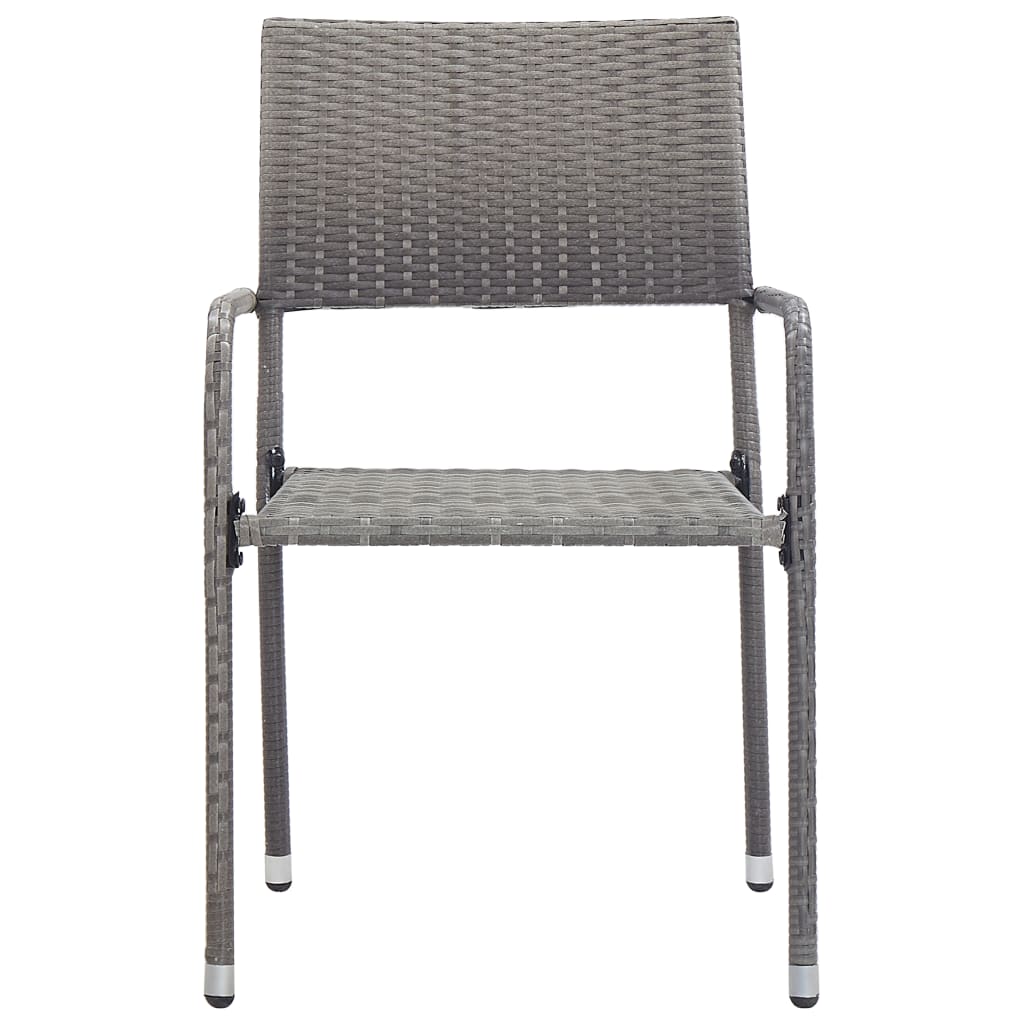 vidaXL Patio Dining Chairs 4 pcs Stackable Gray Poly Rattan