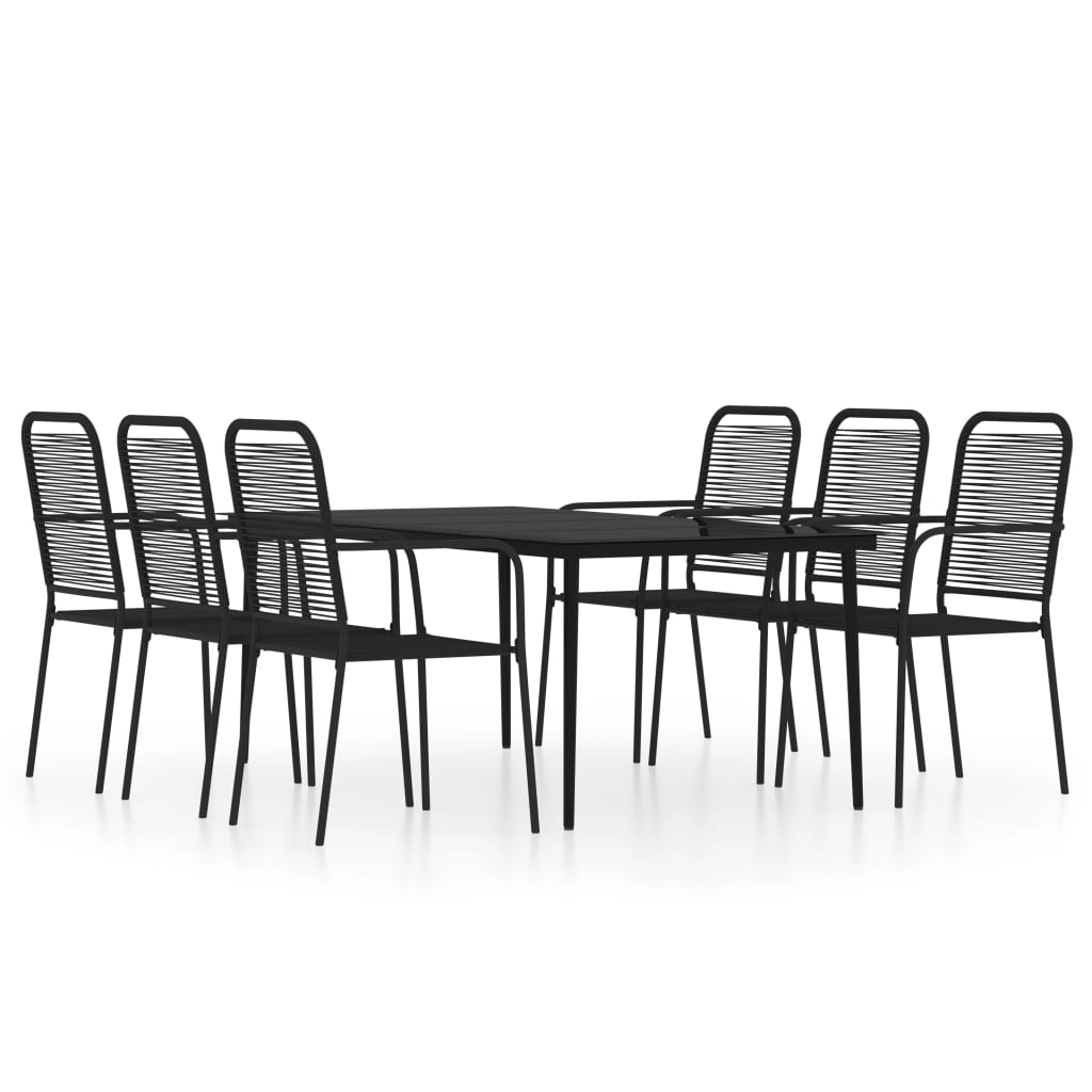 vidaXL 7 Piece Patio Dining Set Black