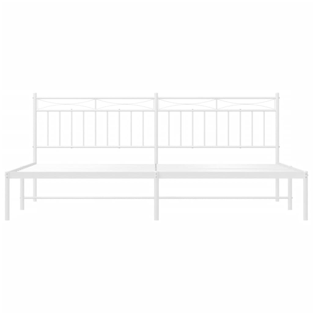 vidaXL Metal Bed Frame without Mattress with Headboard White 76"x79.9"