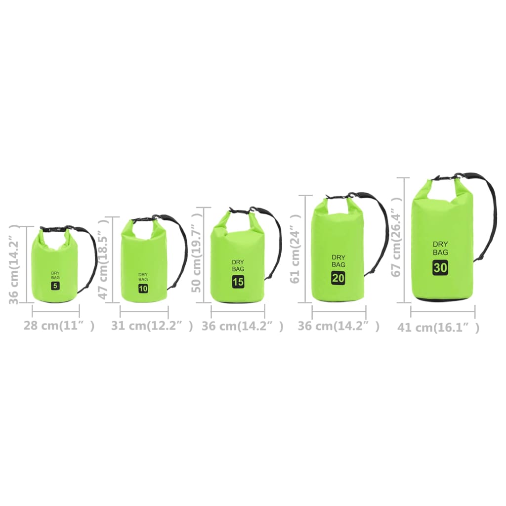 vidaXL Dry Bag Green 2.6 gal PVC