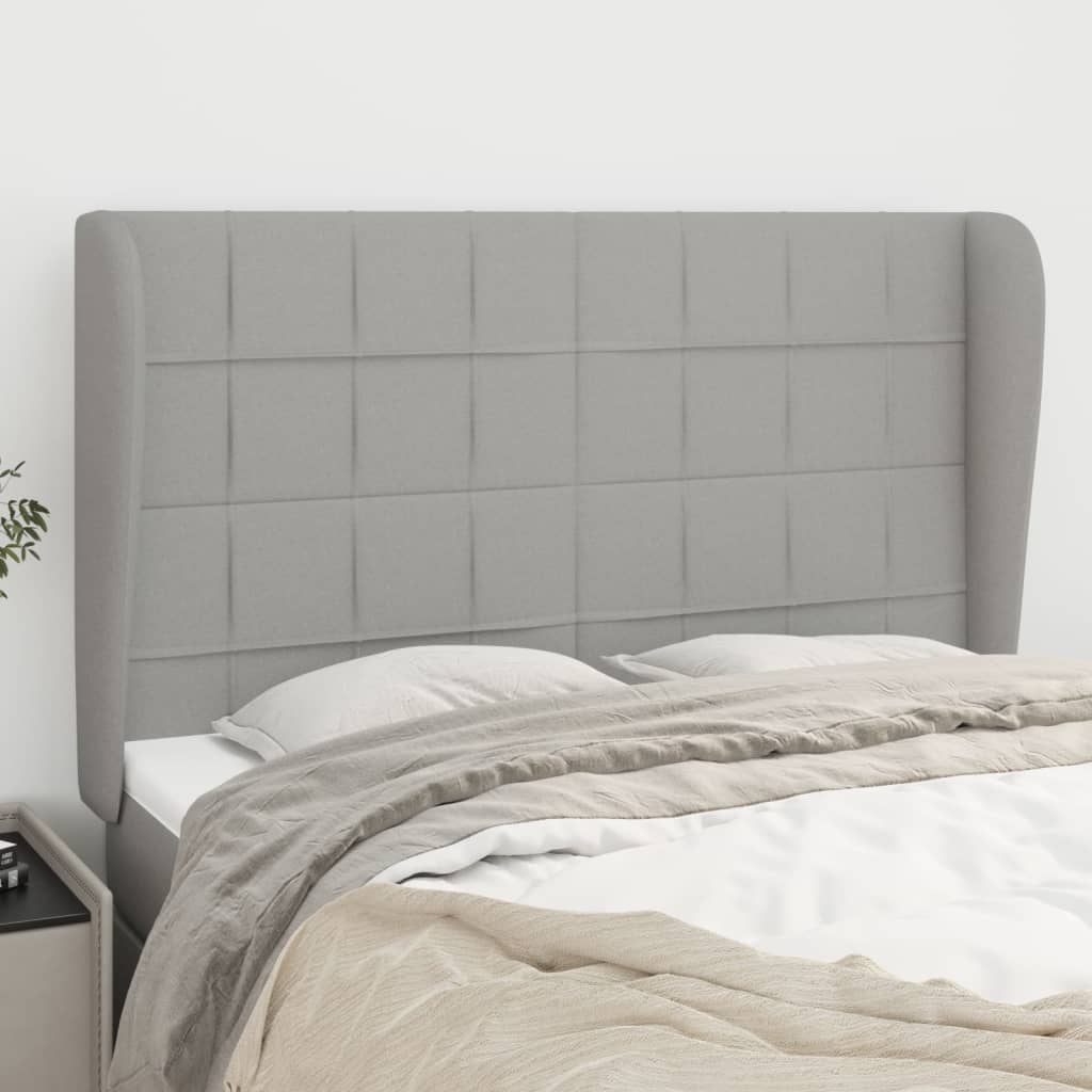 vidaXL Headboard with Ears Light Gray 57.9"x9.1"x46.5"/50.4" Fabric