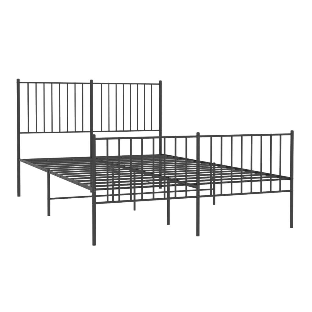 vidaXL Metal Bed Frame without Mattress with Footboard Black 53.1"x74.8"