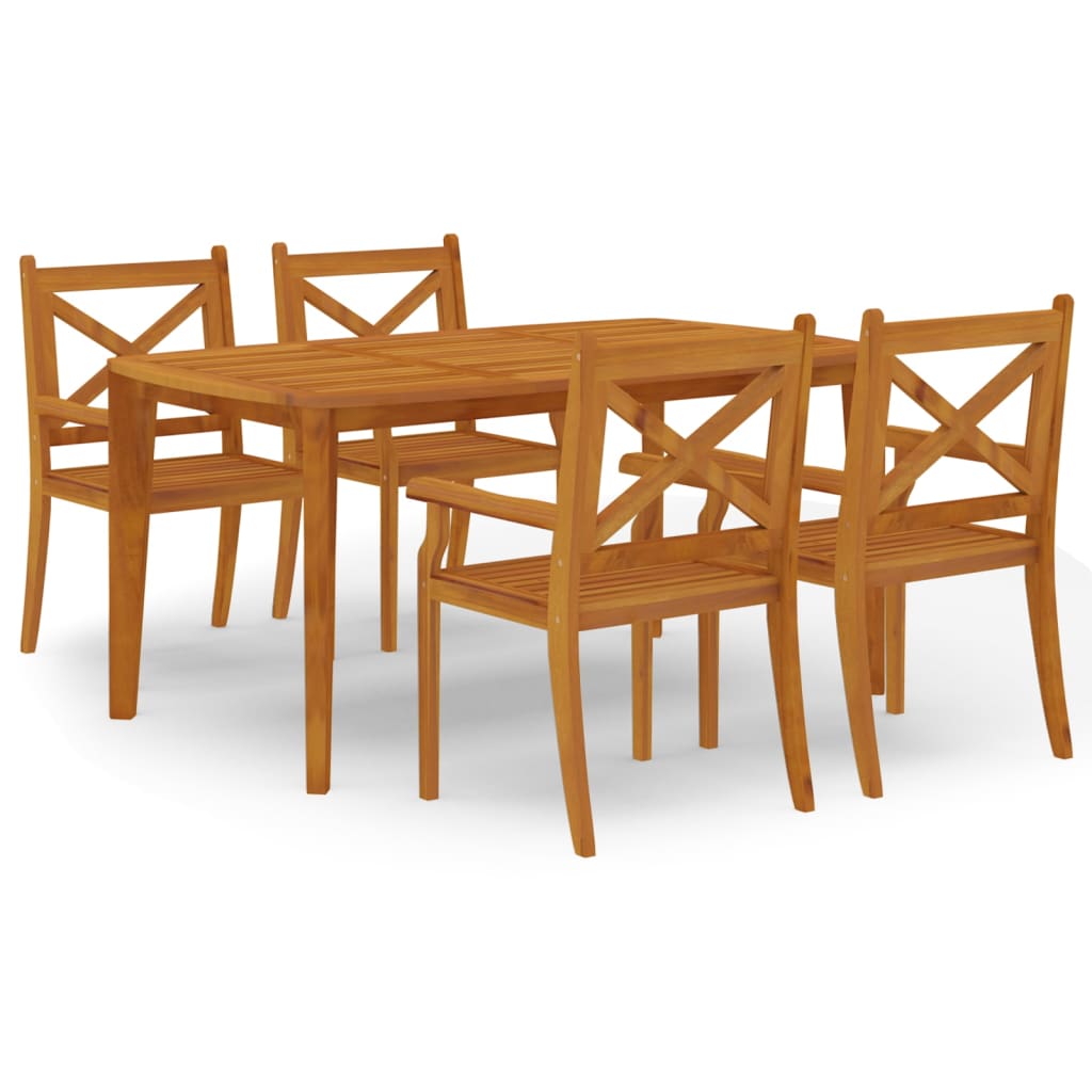 vidaXL 5 Piece Patio Dining Set Solid Wood Acacia