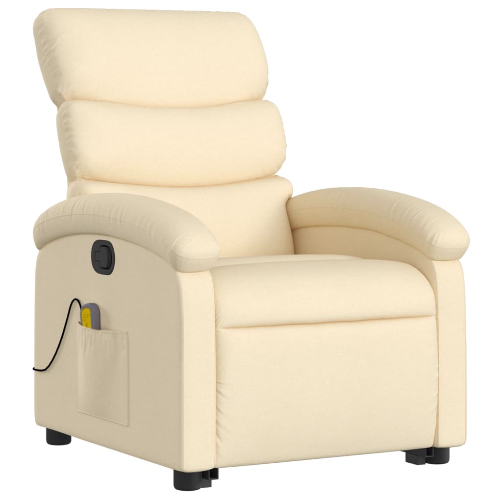 vidaXL Stand up Massage Recliner Chair Cream Fabric