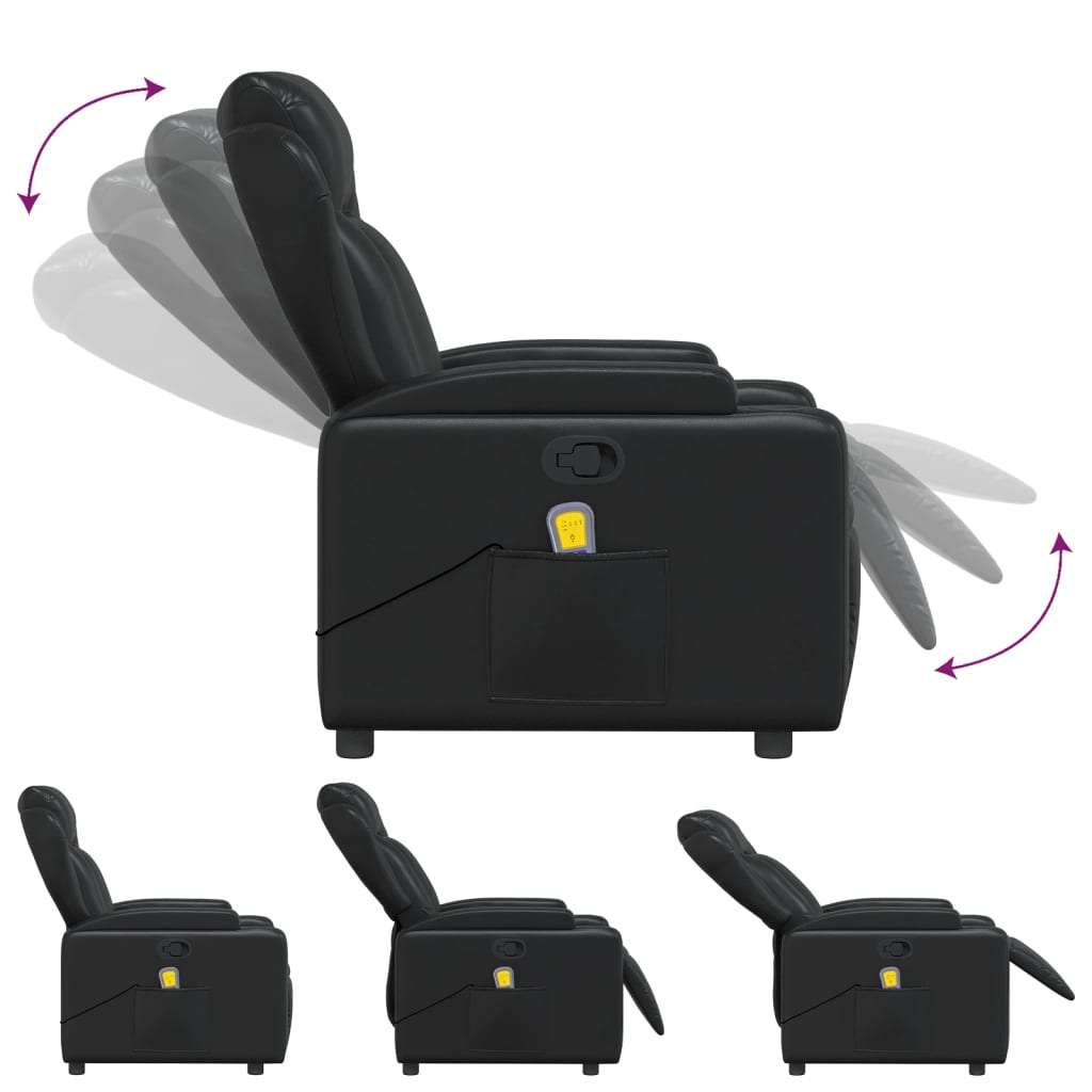 vidaXL Massage Recliner Chair Black Faux Leather