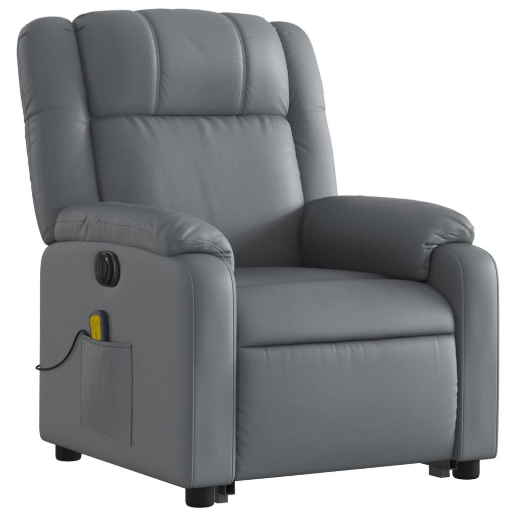 vidaXL Electric Stand up Massage Recliner Chair Gray Faux Leather