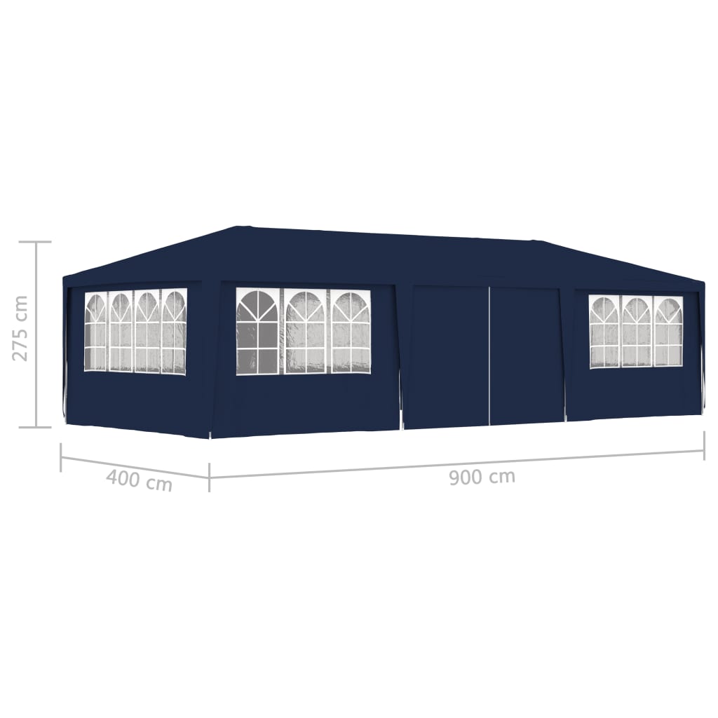 vidaXL Professional Party Tent with Side Walls 13.1'x29.5' Blue 0.3 oz/ft²