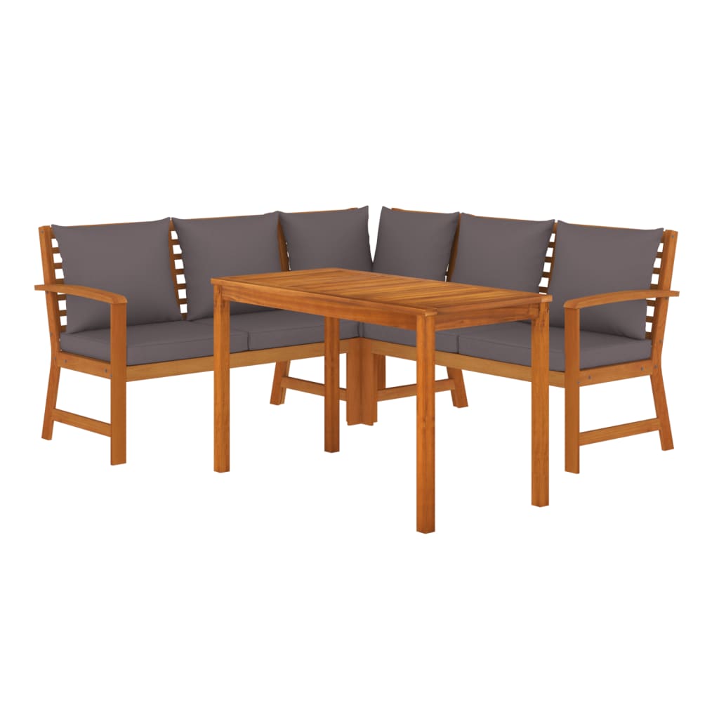 vidaXL 4 Piece Patio Dining Set with Cushions Solid Wood Acacia