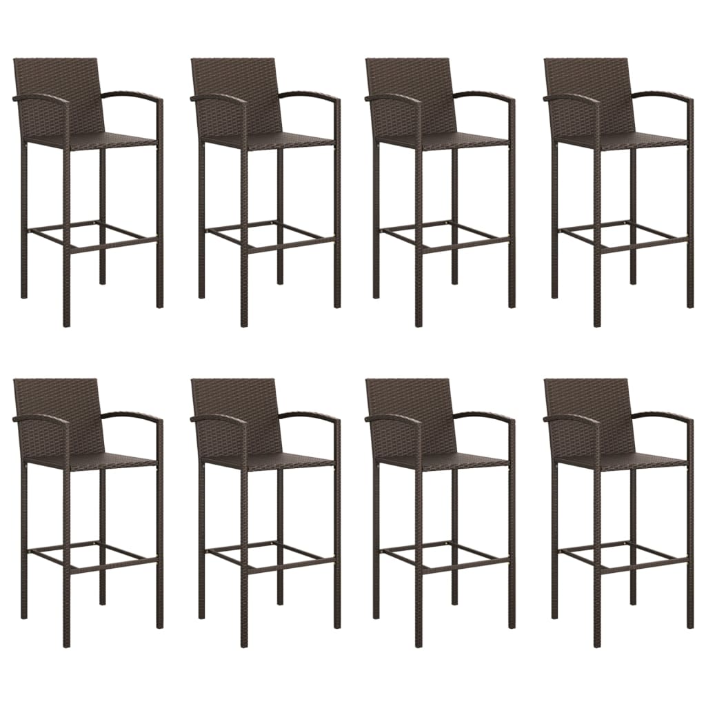 vidaXL 9 Piece Patio Bar Set Brown Poly Rattan