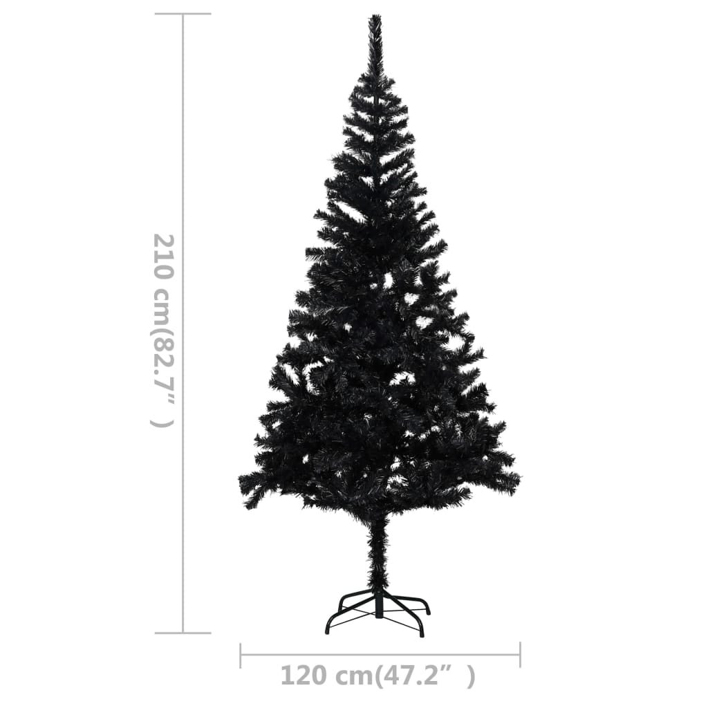 vidaXL Artificial Pre-lit Christmas Tree with Stand Black 82.7" PVC