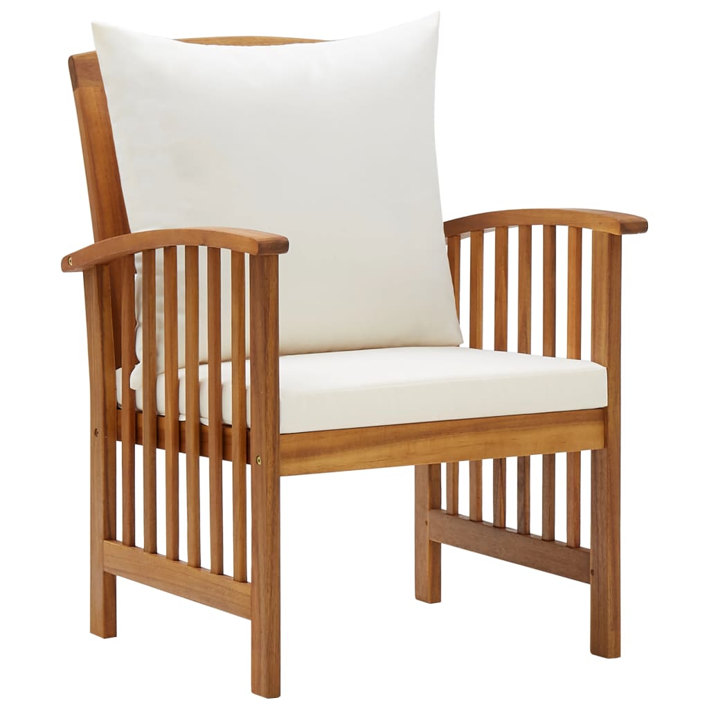 vidaXL Patio Chairs with Cushions 2 pcs Solid Acacia Wood