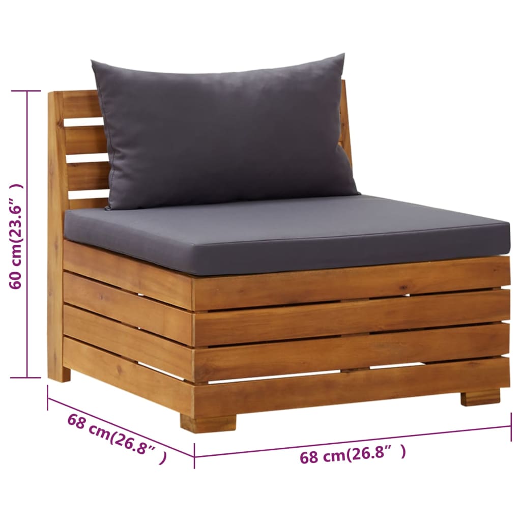 vidaXL 2 Piece Patio Lounge Set with Cushions Solid Acacia Wood