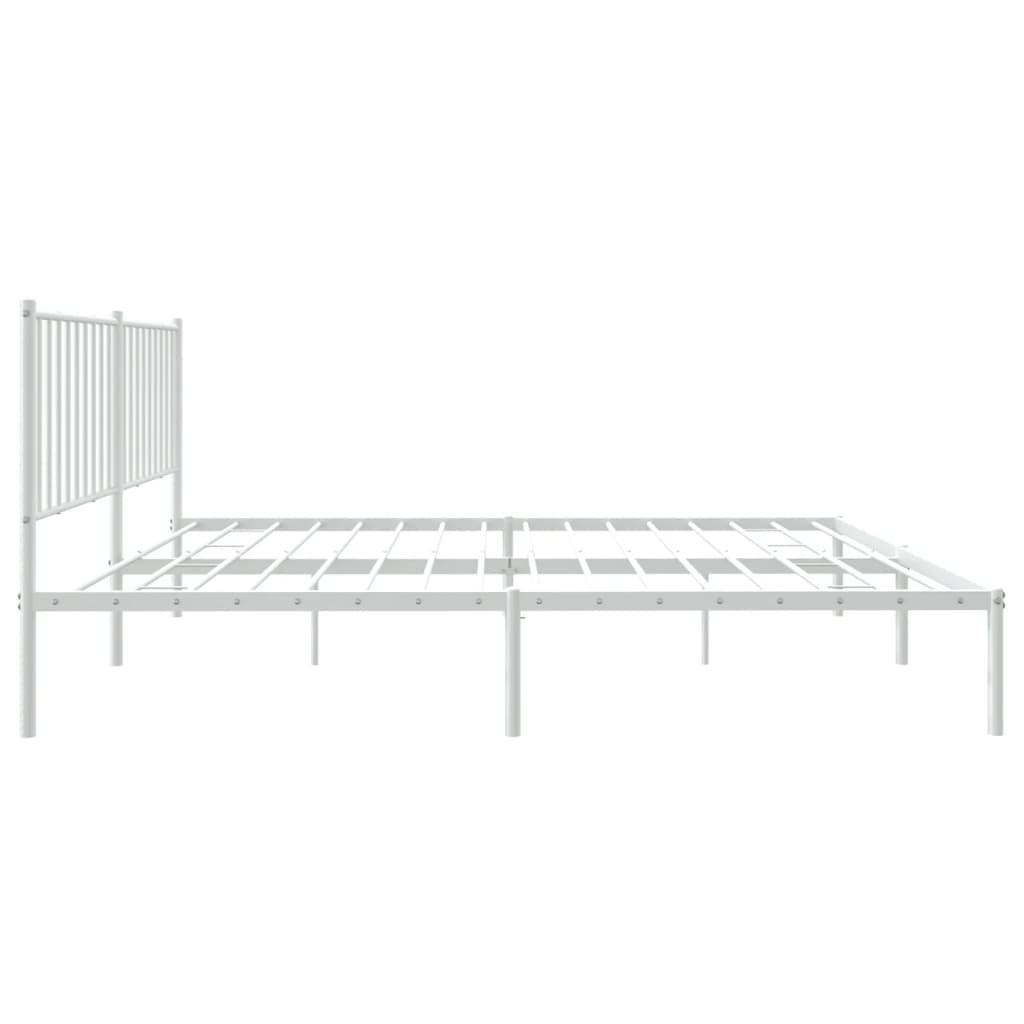 vidaXL Metal Bed Frame with Headboard White 59.8"x78.7"