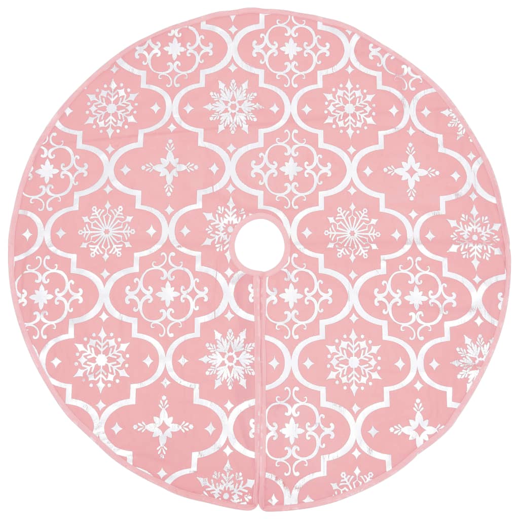 vidaXL Luxury Christmas Tree Skirt with Sock Pink 3 ft Fabric