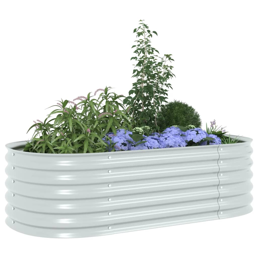 vidaXL Garden Raised Bed 63"x31.5"x17.3" Galvanized Steel Silver