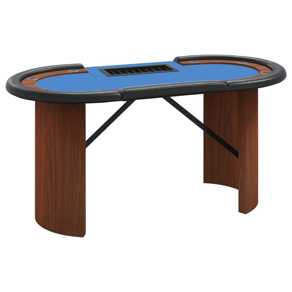 vidaXL 10-Player Poker Table with Chip Tray Blue 63"x31.5"x29.5"