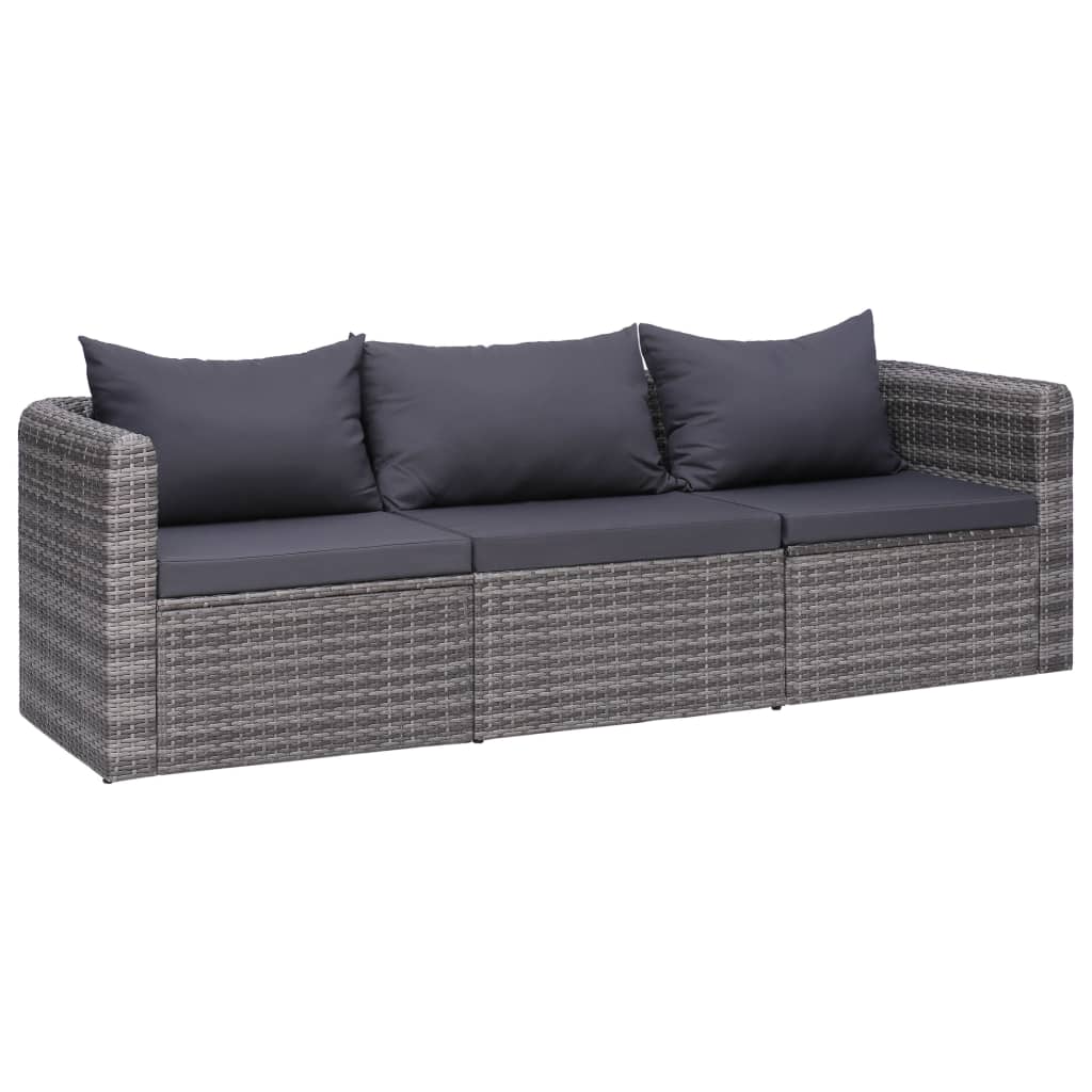 vidaXL 8 Piece Patio Lounge Set with Cushions Poly Rattan Gray