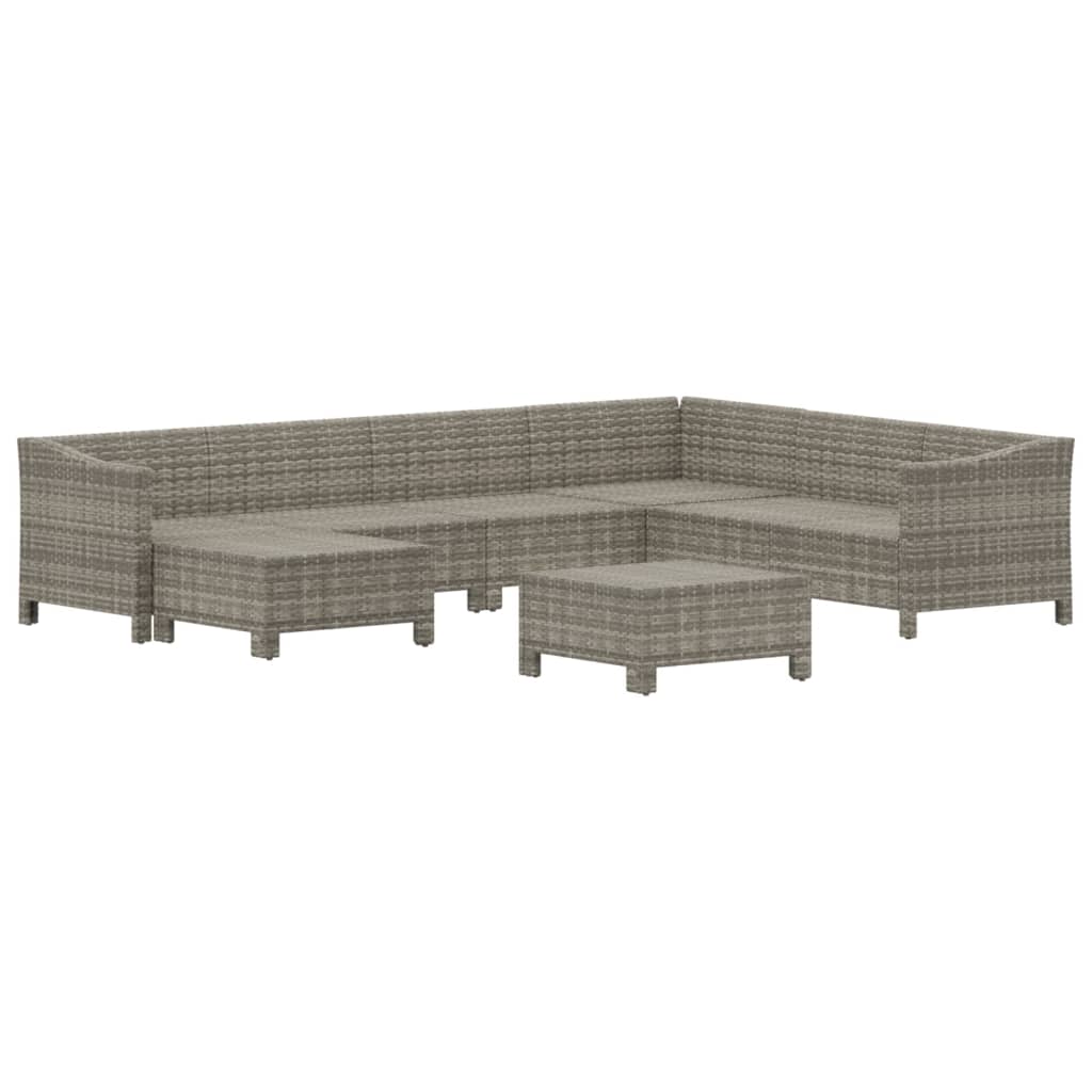 vidaXL 8 Piece Patio Lounge Set with Cushions Gray Poly Rattan