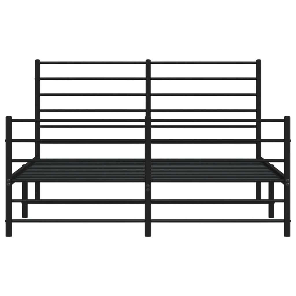 vidaXL Metal Bed Frame without Mattress with Footboard Black 53.1"x74.8"